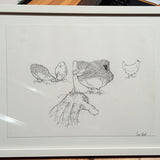 DANI BUCH | "Gallinas y mano" (original enmarcado)