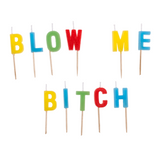 Velas de cumpleaños "Blow me bitch" y "Grumpy old man"