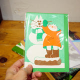 Postal Navidad Riso "Gato de nieve" X YUK FUN