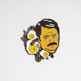 Pin de Ron Swanson con huevos y beicon