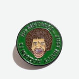 Pin de Bob Ross con la frase "No Mistakes. Just Happy Accidents"