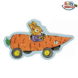 Pegatina vinilo "Conejo en coche - zanahoria" X Richard Scarry