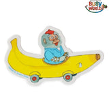 Pegatina vinilo "Mono en coche plátano" X Richard Scarry