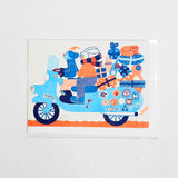 Postal Navidad Riso "Regalos en la Vespa" X YUK FUN