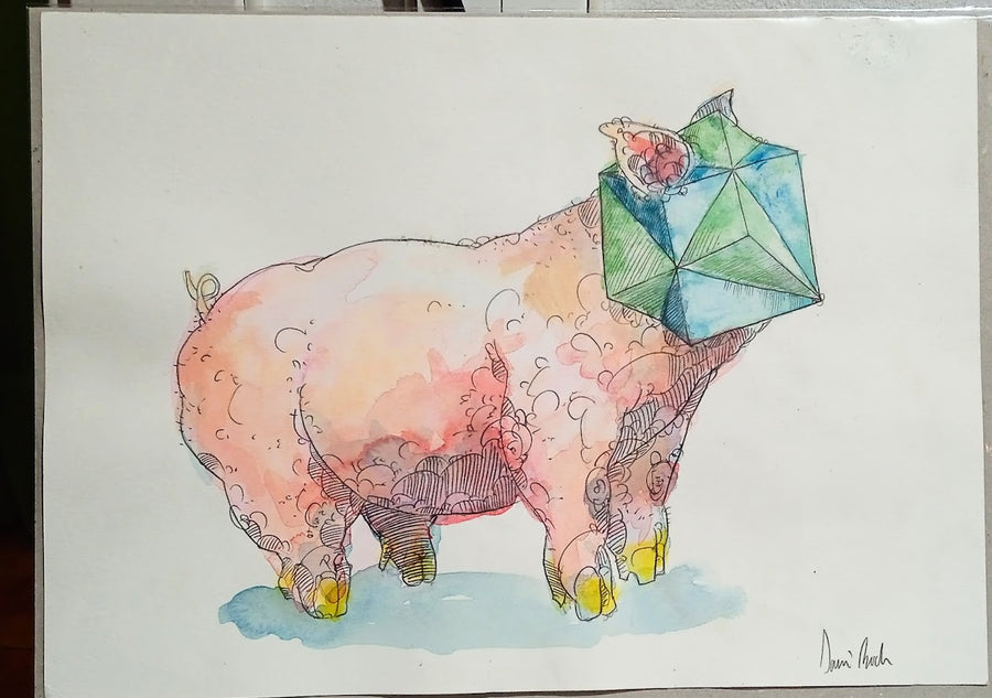 DANI BUCH | Cerdo con cubo (original)