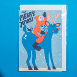 Postal Navidad Riso "Reno Merry Xmas" X YUK FUN