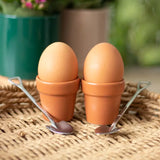Set de 2 hueveras "maceta" con 2 cucharas "pala"
