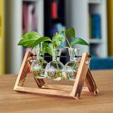 3 Jarroncitos con soporte de madera