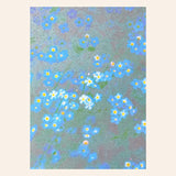 Postal "flores azules nomeolvides" (risografía)