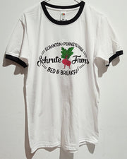 Camiseta "Schrute Farms" (blanca bordes negros)