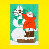 Postal Navidad Riso "Gato de nieve" X YUK FUN