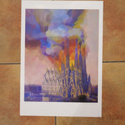LAMASQWERTY | Print "Sagrada Familia en llamas" 50 x 70