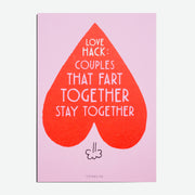 Postal: "Love hack: Fart together Stay together"