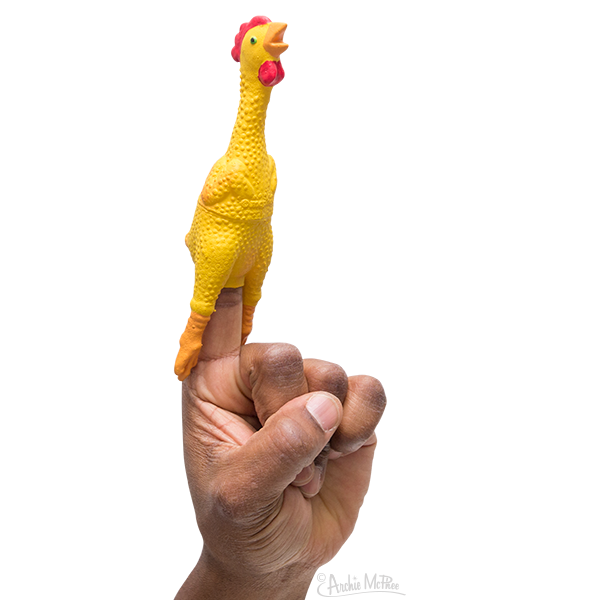 Pollo de goma para los dedos